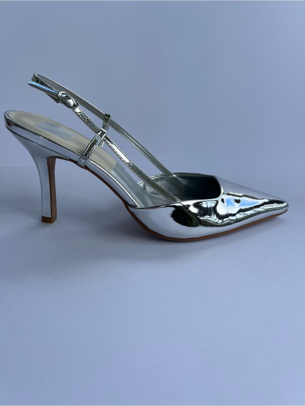 Dolce Vita Metallic Silver Pointed Slingback Heels